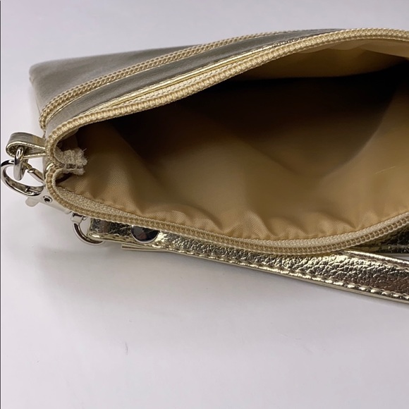 B Iconic Gold Wristlet Zipper Pouch Purse - Picture 6 of 8